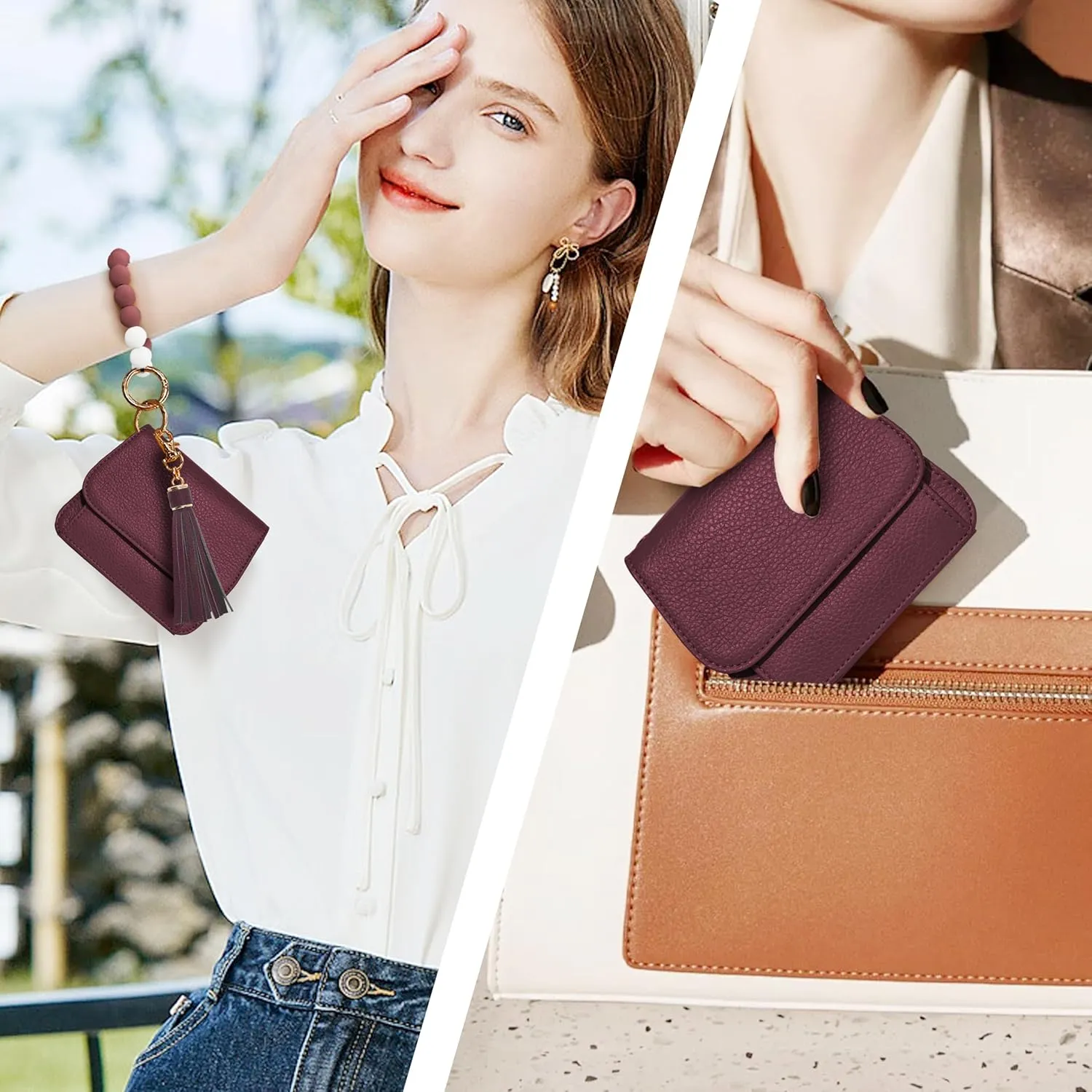 Keychain Wallet RFID Wristlet Wallets for Women,Small Wallets Woman Key Chain Wallet with Coin Pocket and Id Window