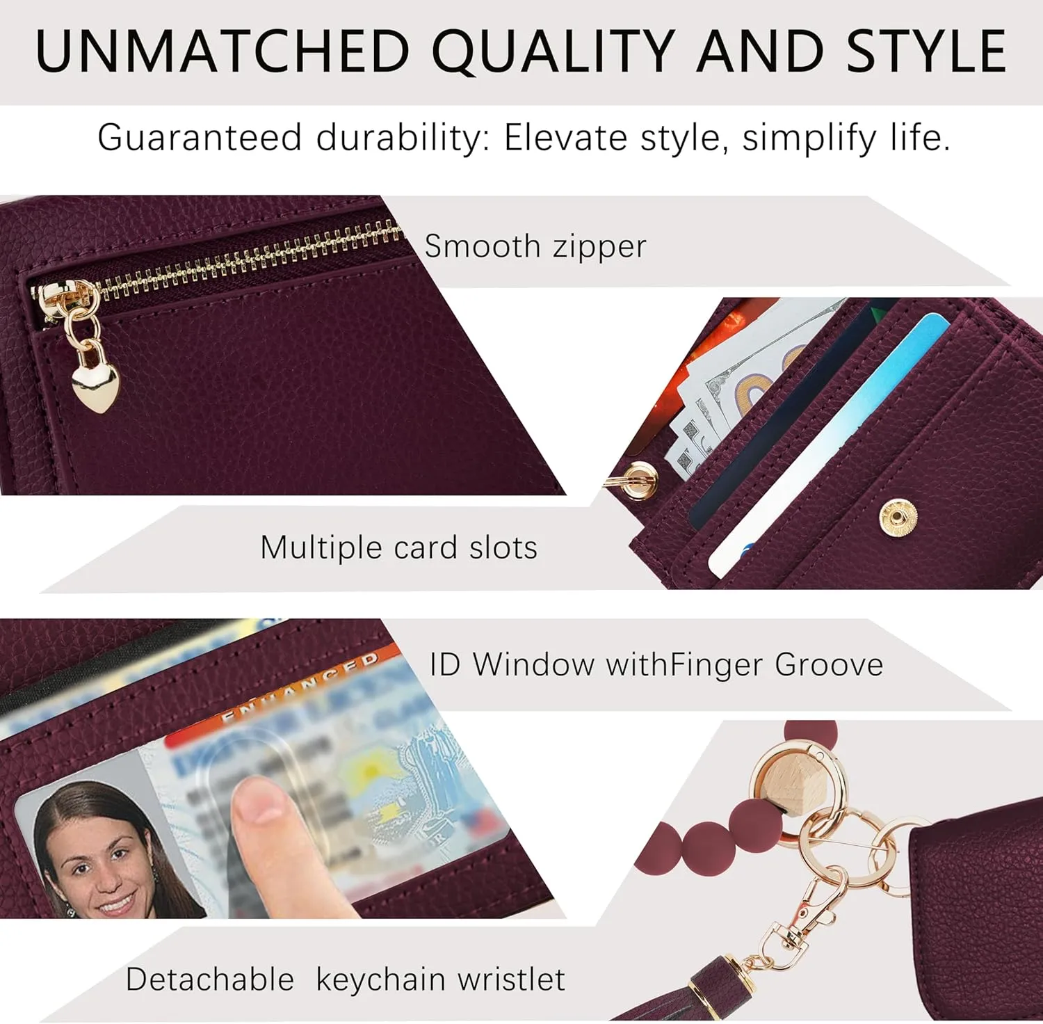 Keychain Wallet RFID Wristlet Wallets for Women,Small Wallets Woman Key Chain Wallet with Coin Pocket and Id Window