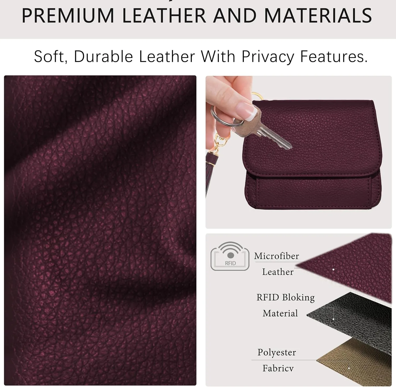 Keychain Wallet RFID Wristlet Wallets for Women,Small Wallets Woman Key Chain Wallet with Coin Pocket and Id Window