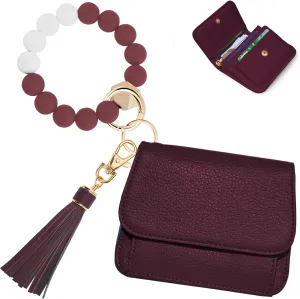 Keychain Wallet RFID Wristlet Wallets for Women,Small Wallets Woman Key Chain Wallet with Coin Pocket and Id Window