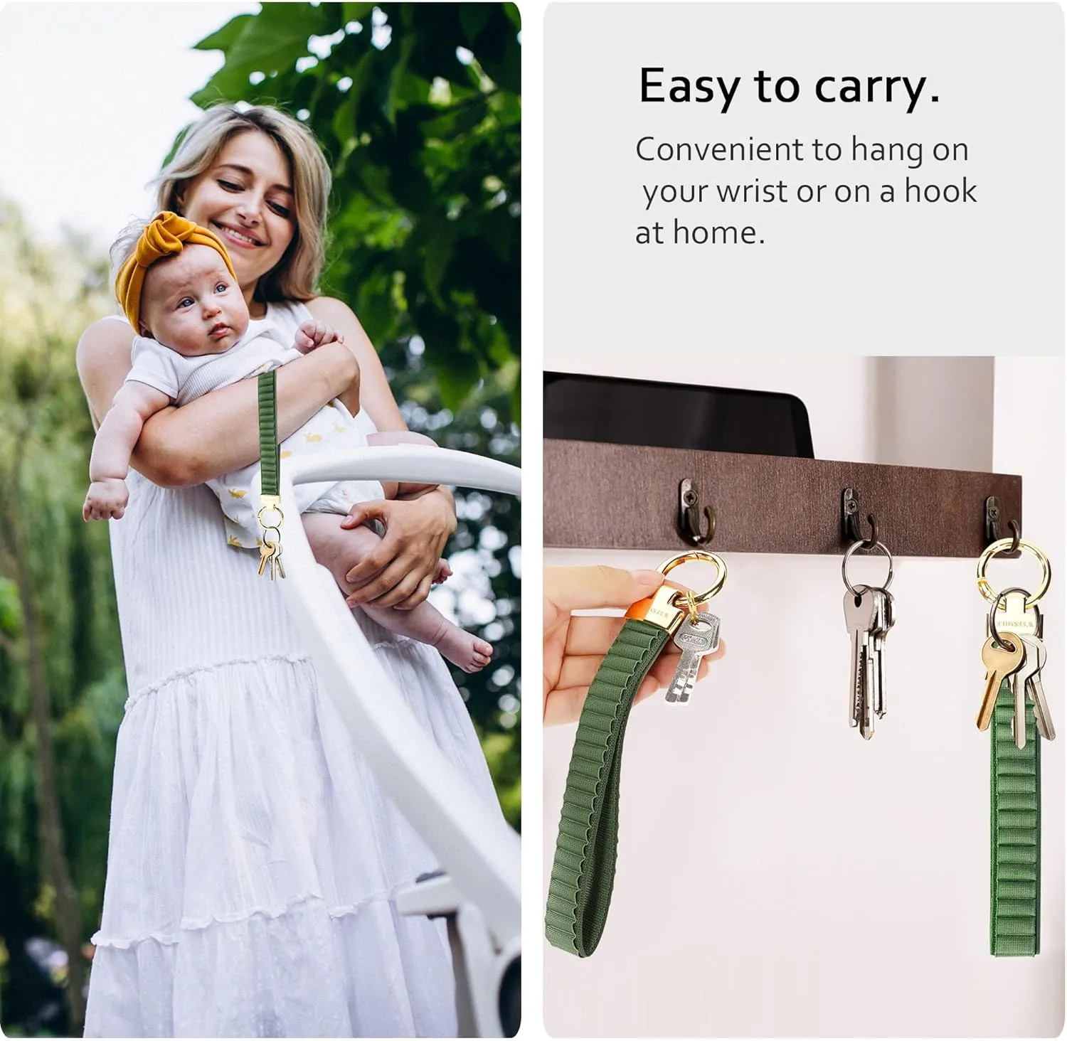 Keychain Wristlet | Cute Key Chain for Car Keys | Alpine Loop Wrist Strap Lanyard with 3 Key Rings for Women Men