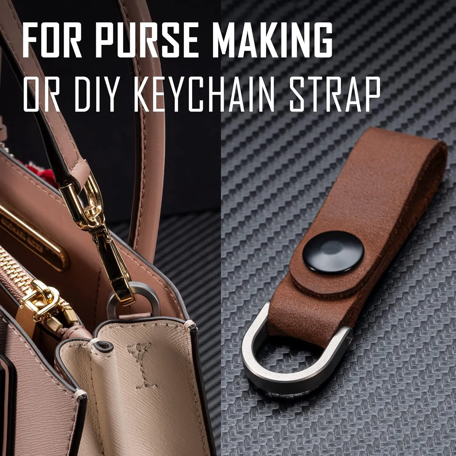 KeyUnity KA17 Titanium D Ring Key Shackle, U Shape Key Ring Horseshoe Clasp for Car Fob, DIY Leather Key Organizer Keychain