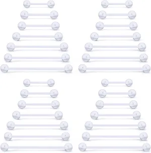 Kridzisw 14mm-38mm 14G Clear Plastic Nipple Tongue Ring Industrial Earrings for Surgery Pregnancy Belly Button Ring Bioflex Flexible Acrylic Straight Barbells Piercing Jewelry Retainer for Work Sport