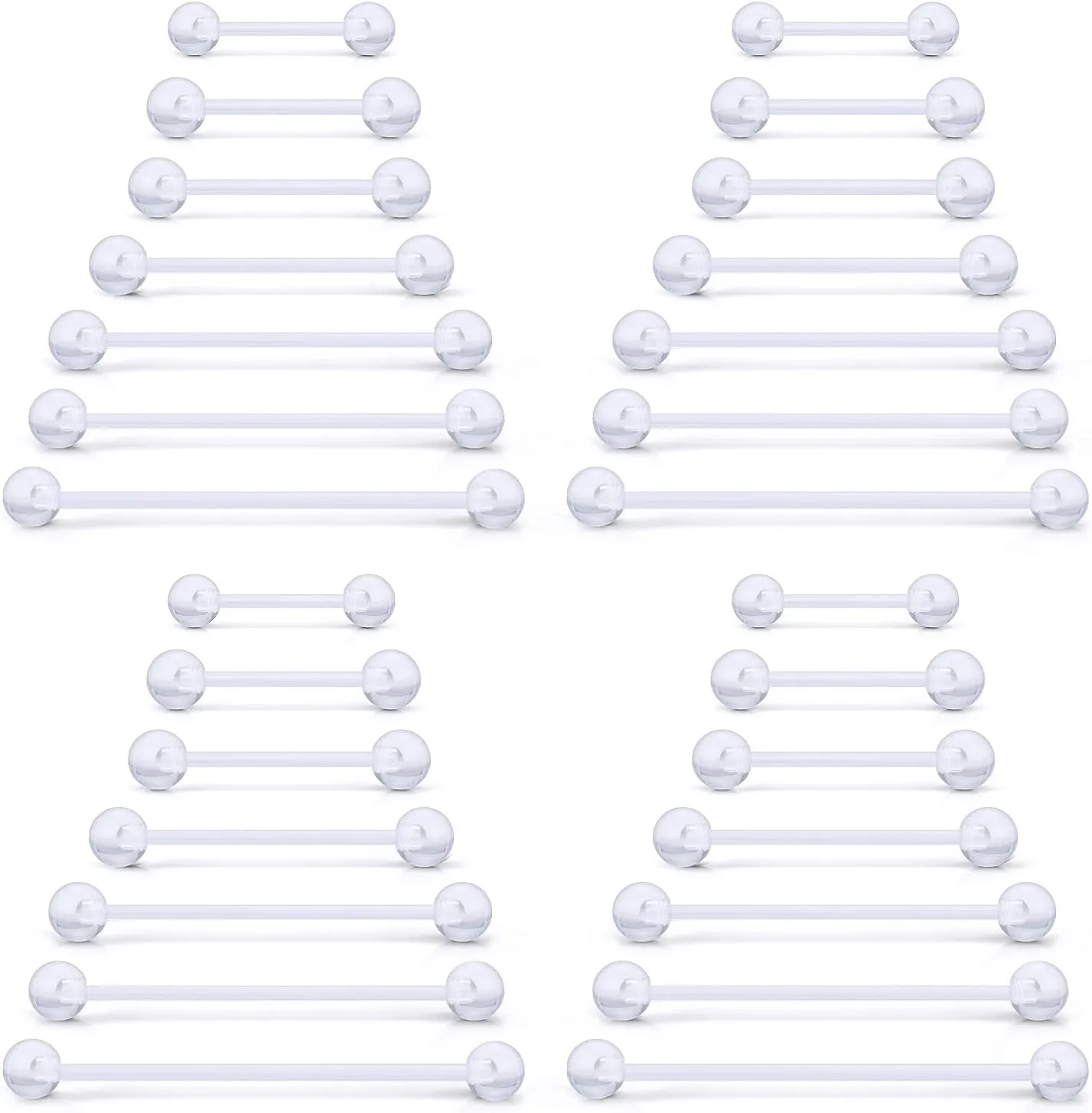 Kridzisw 14mm-38mm 14G Clear Plastic Nipple Tongue Ring Industrial Earrings for Surgery Pregnancy Belly Button Ring Bioflex Flexible Acrylic Straight Barbells Piercing Jewelry Retainer for Work Sport