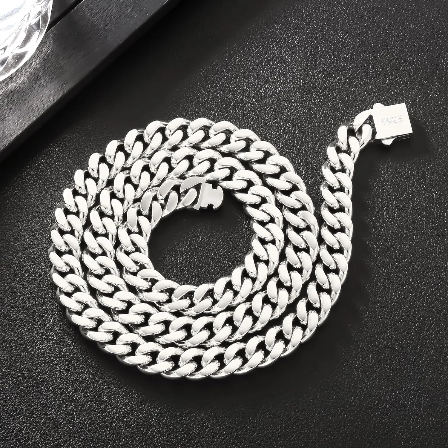 KRKC&CO Cuban Link Chain for Mens Women, 8/10mm Miami Cuban Chain, 316l Stainless Steel and 925 Sterling Silver Filled Necklaces Hip Hop Jewelrys for Him