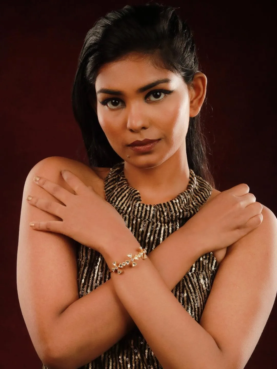 Kundan Flower Gold Kada