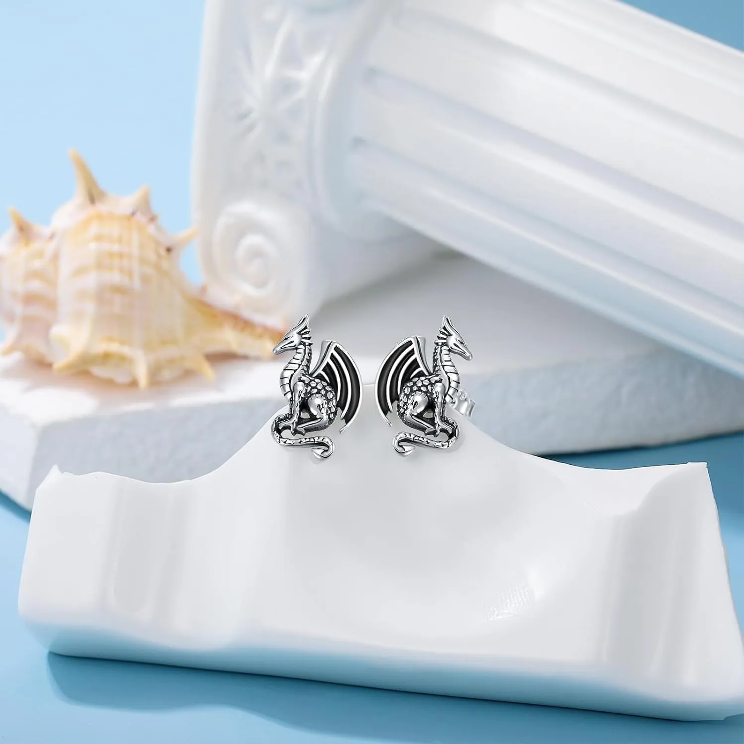 KZX 925 Sterling Silver Stud Earrings Dragon/Dog/Tree Earrings Cute Jewelry for Women