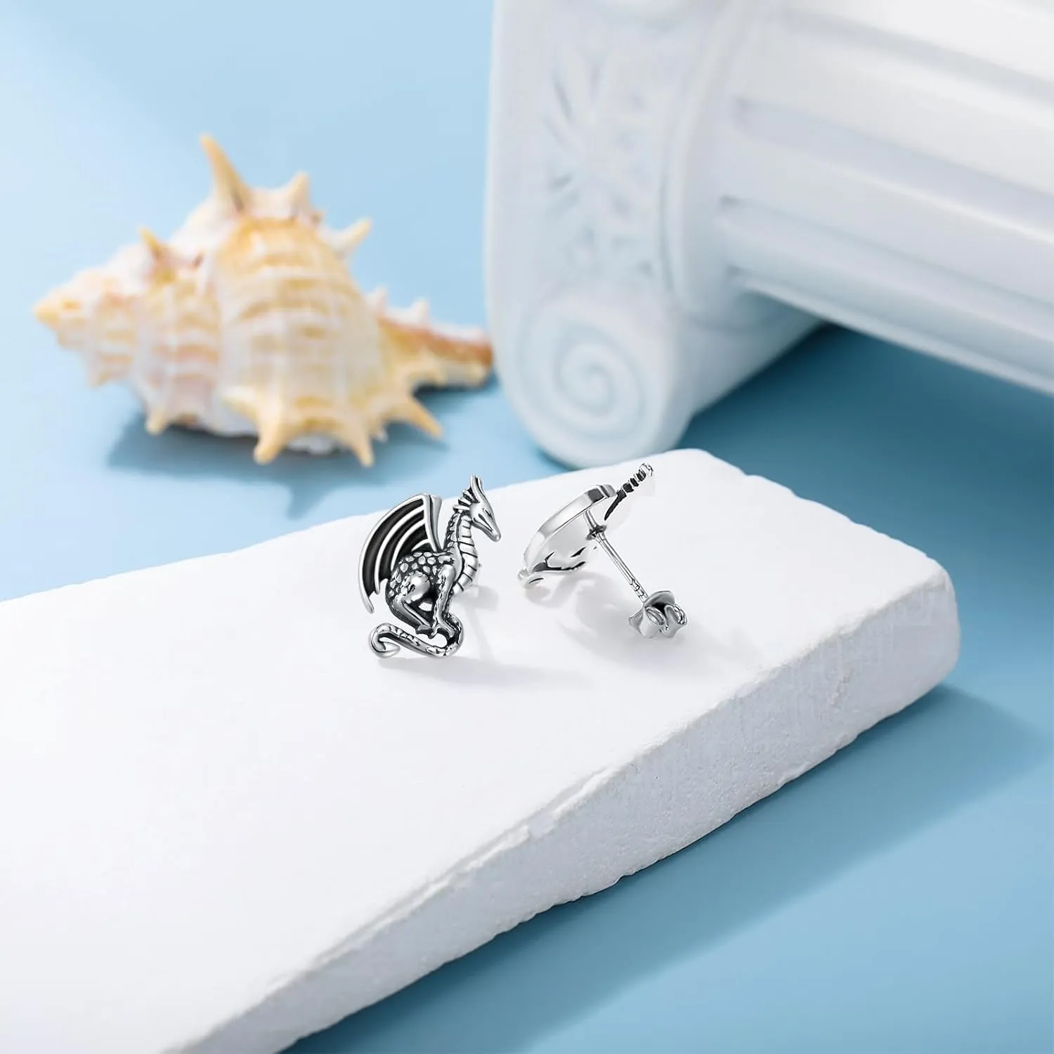 KZX 925 Sterling Silver Stud Earrings Dragon/Dog/Tree Earrings Cute Jewelry for Women