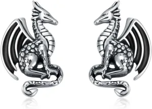 KZX 925 Sterling Silver Stud Earrings Dragon/Dog/Tree Earrings Cute Jewelry for Women