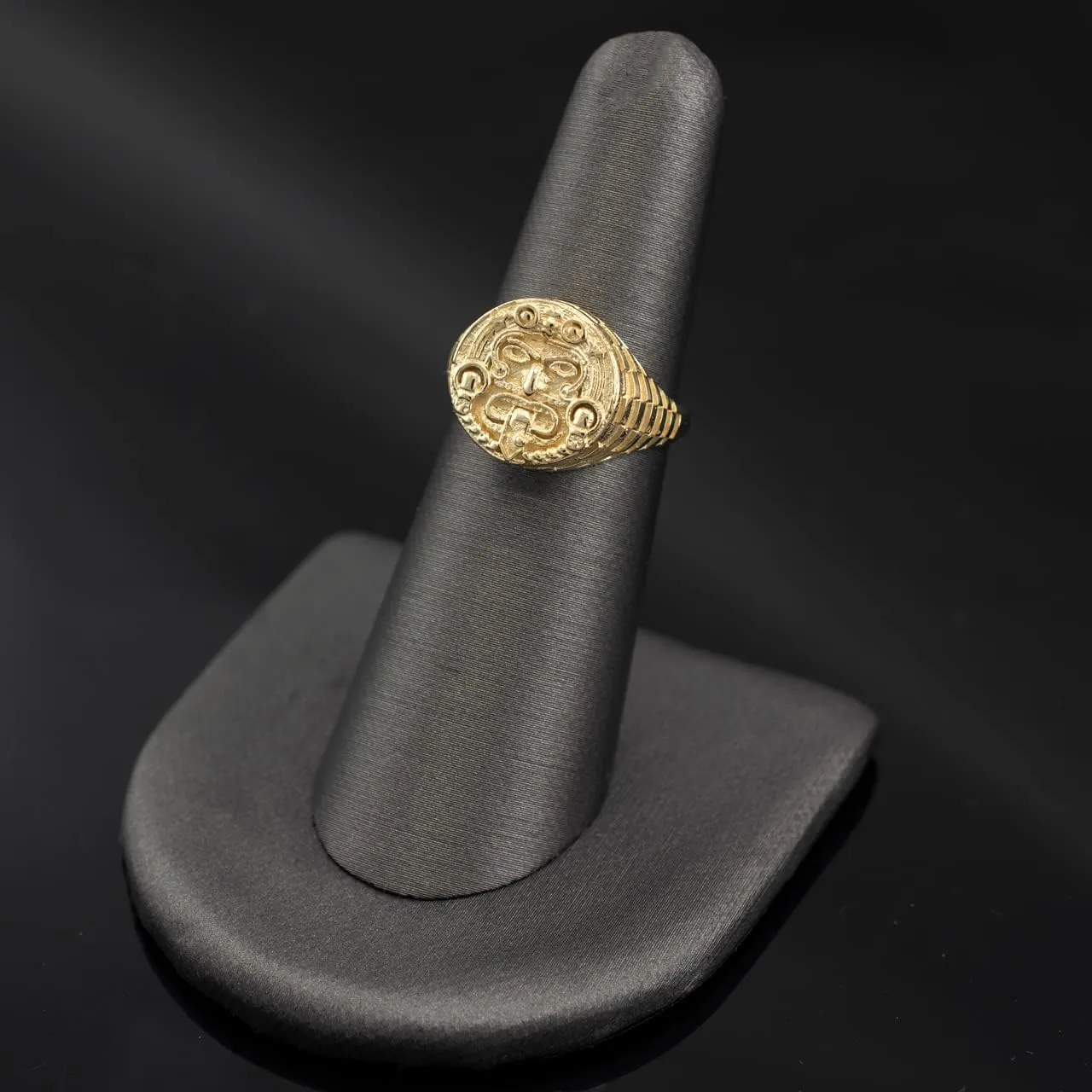 LA BLINGZ 10K Yellow Gold Rugged Aztec Mayan Sun Ring