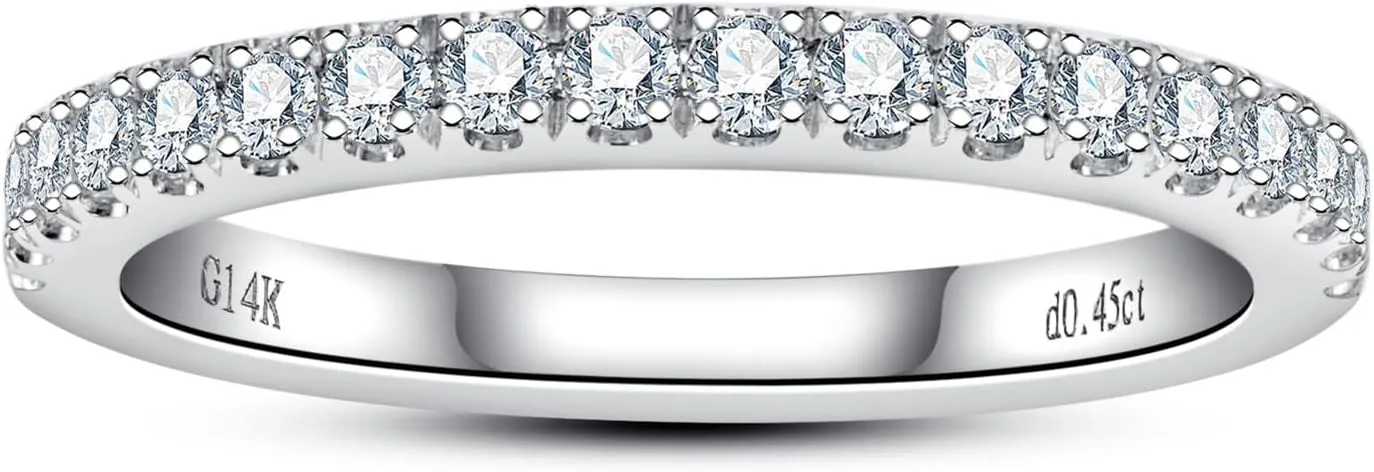Lab Grown Diamond Eternity Ring for Women, 14K Solid White Gold, 0.45 Carats, D Color and VVS Clarity