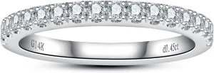 Lab Grown Diamond Eternity Ring for Women, 14K Solid White Gold, 0.45 Carats, D Color and VVS Clarity