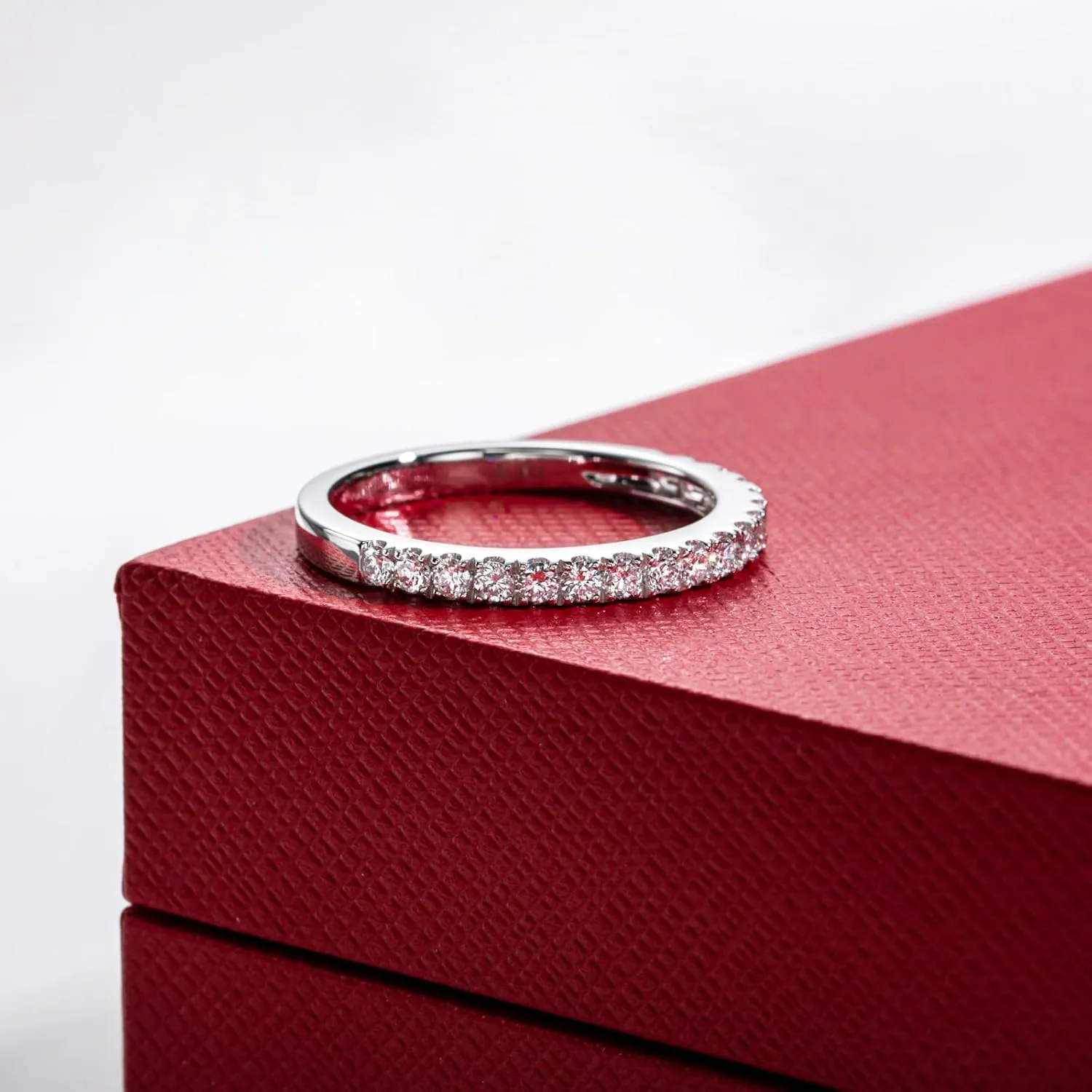 Lab Grown Diamond Eternity Ring for Women, 14K Solid White Gold, 0.45 Carats, D Color and VVS Clarity