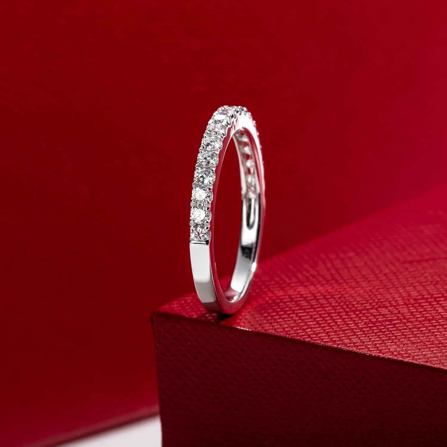Lab Grown Diamond Eternity Ring for Women, 14K Solid White Gold, 0.45 Carats, D Color and VVS Clarity