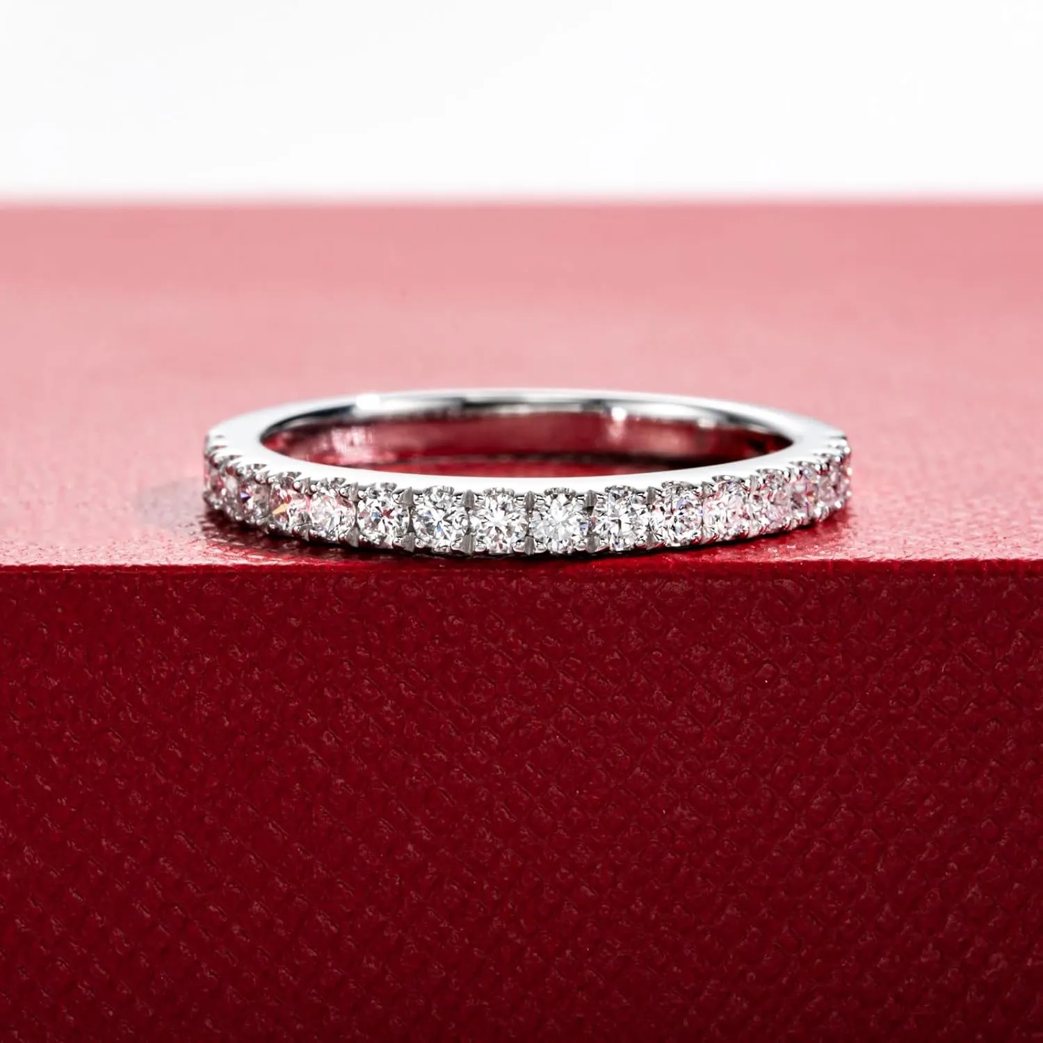 Lab Grown Diamond Eternity Ring for Women, 14K Solid White Gold, 0.45 Carats, D Color and VVS Clarity