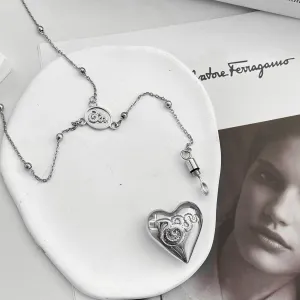 Lana Aesthetic Heart Snake Necklace with Spoon Pendant - Rosary Style in Gold