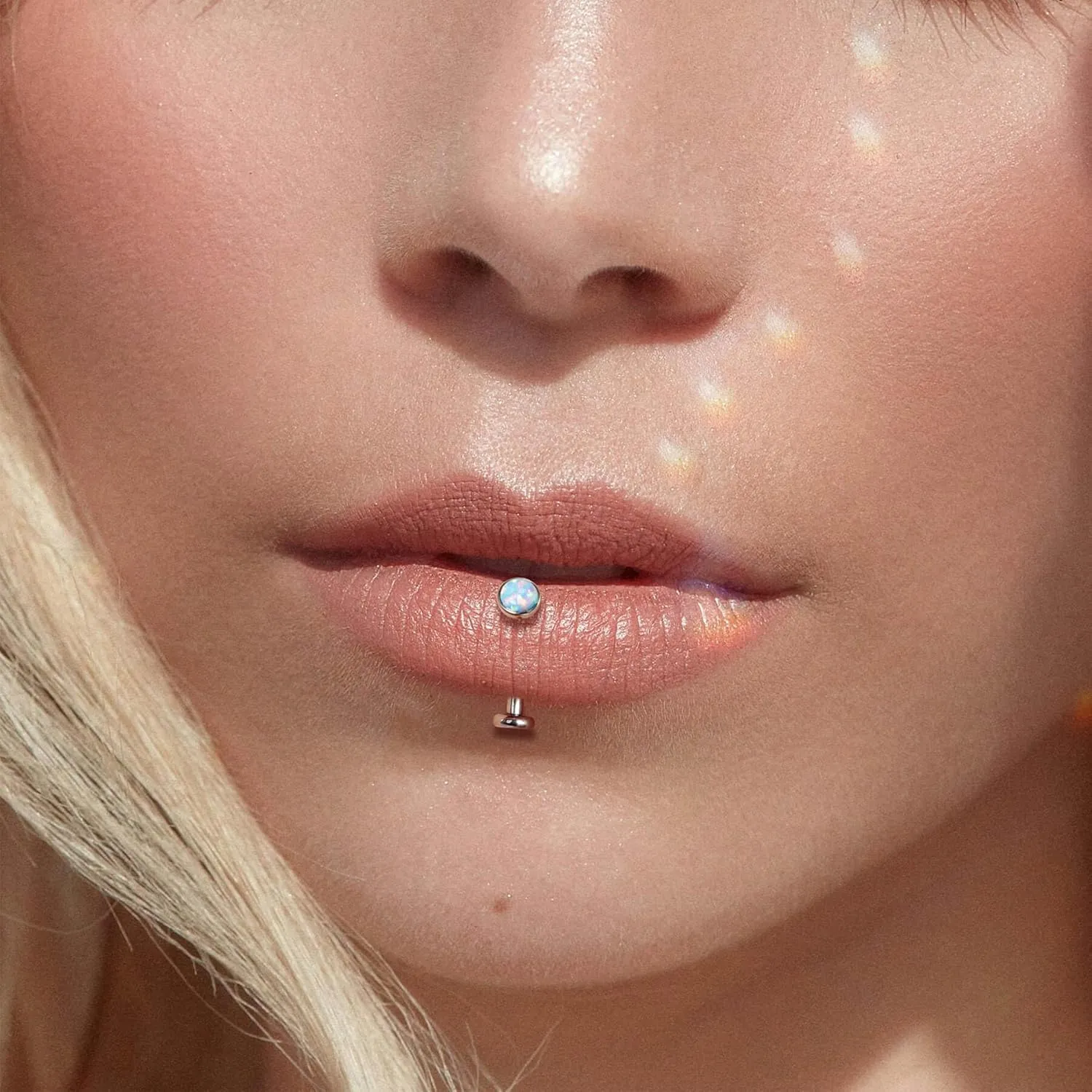 Lantine Floating Navel Piercing Jewelry F136 Titanium 14G Belly Button Rings Curved Barbell Long/Short Navel Ring 5mm Cz Opal Eyebrow Lip Piercing Jewelry 8-14mm