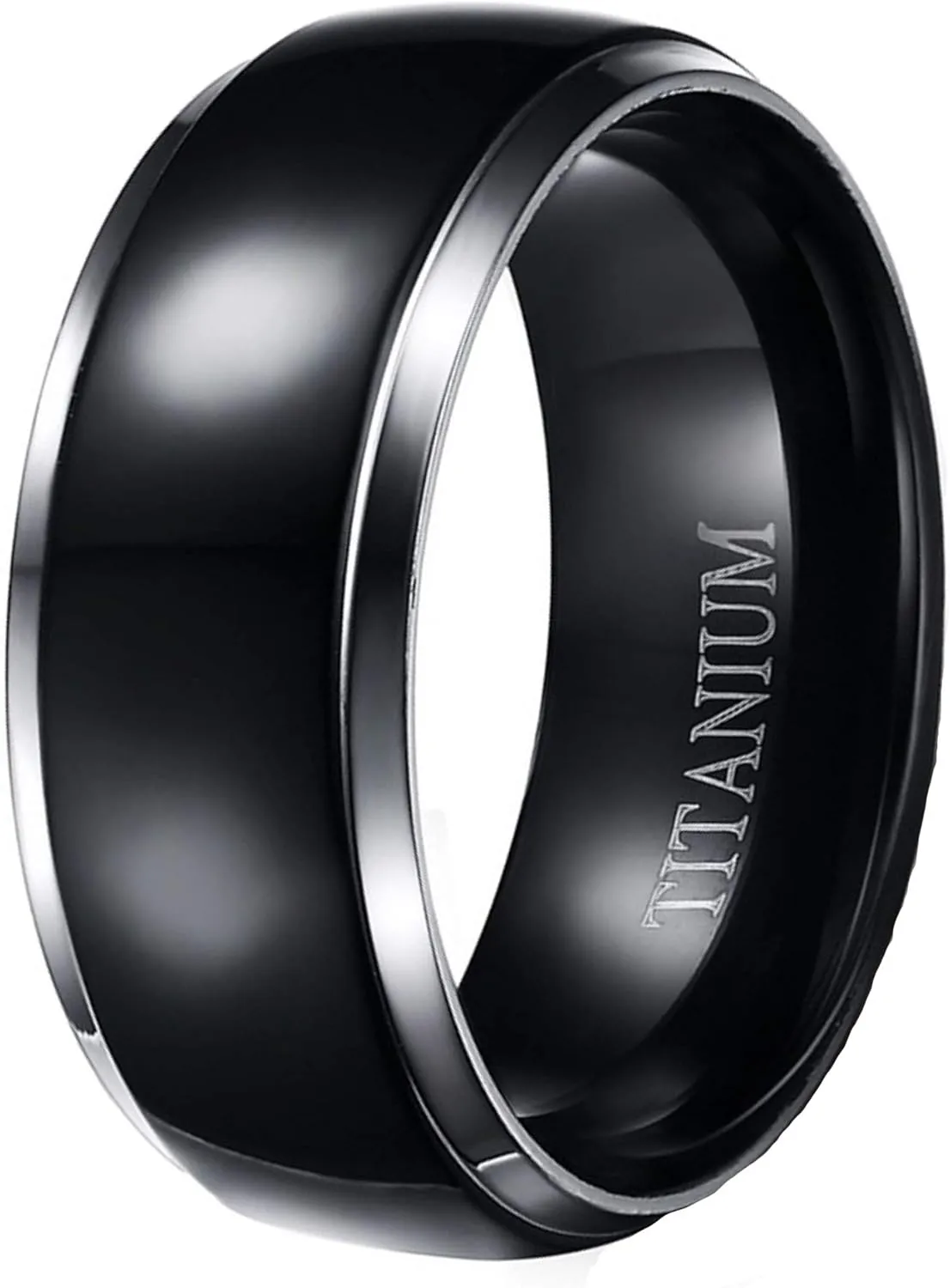 LaRaso & Co His and Hers Wedding Set 3 PCS TRIO Matching Couples Rings Silver Black Titanium Hers 5 His 10