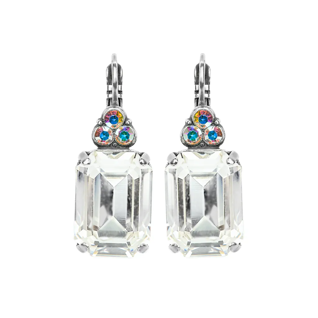 Large Emerald Cut Bridal Leverback Earrings "On A Clear Day" *Custom*