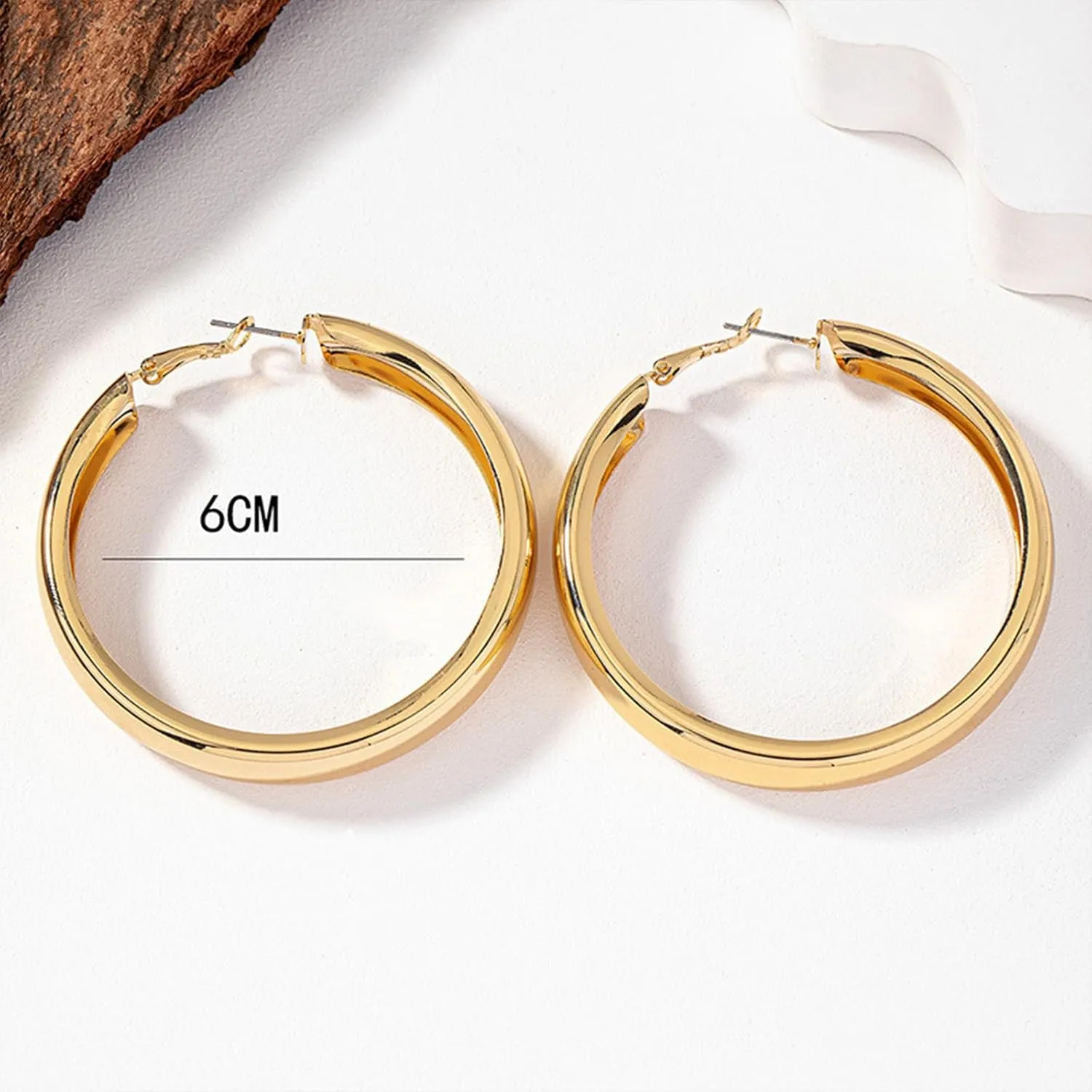 Large Gold Hoop Earrings Lightweight Chunky Gold Earrings for Women Silver Chunky Earrings 14k Gold Big Hoop Earrings for Wedding