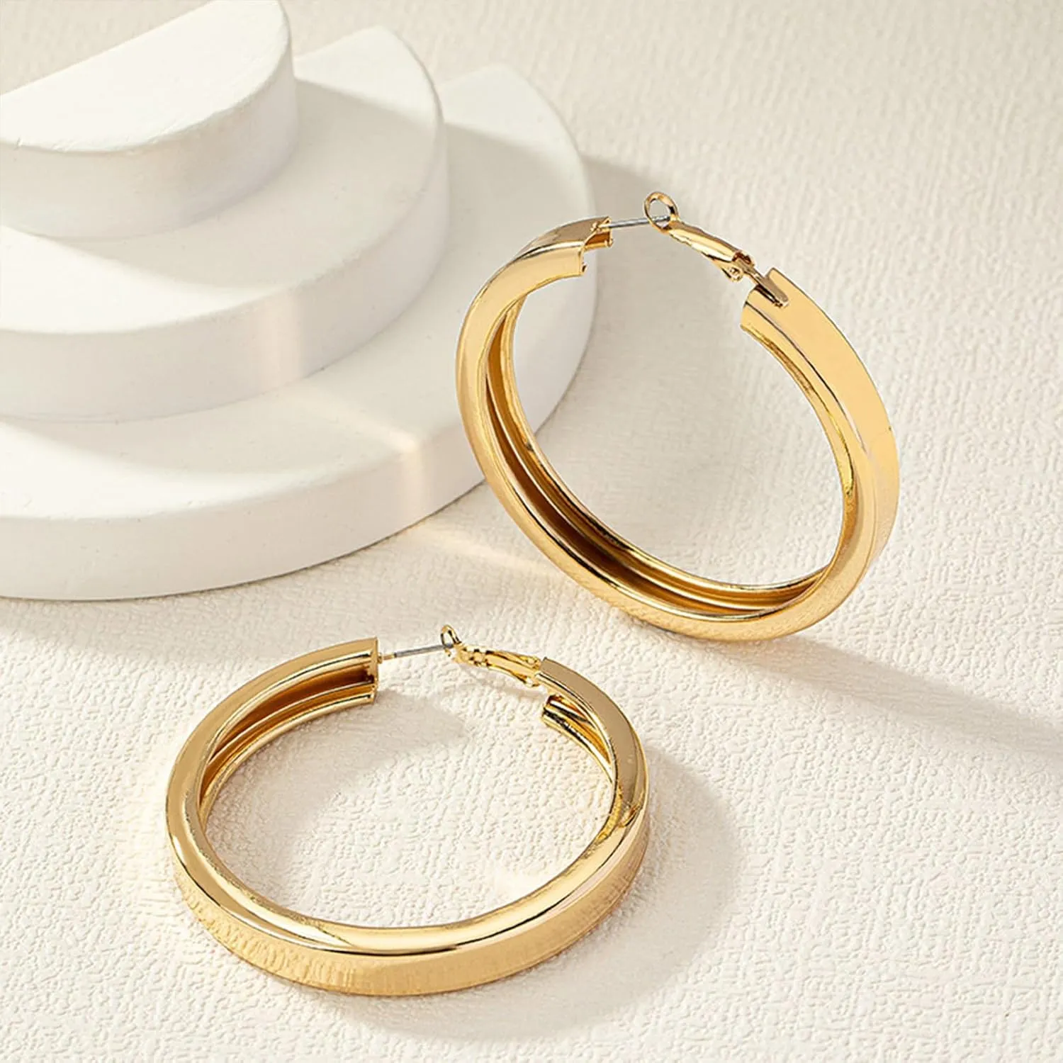 Large Gold Hoop Earrings Lightweight Chunky Gold Earrings for Women Silver Chunky Earrings 14k Gold Big Hoop Earrings for Wedding