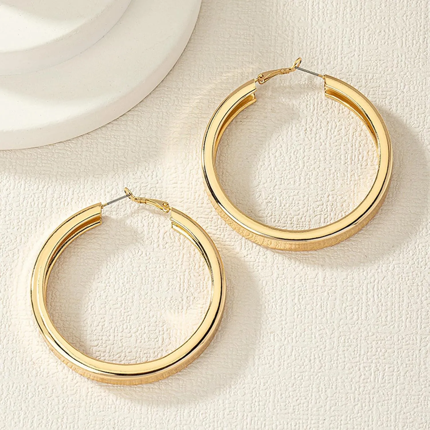 Large Gold Hoop Earrings Lightweight Chunky Gold Earrings for Women Silver Chunky Earrings 14k Gold Big Hoop Earrings for Wedding