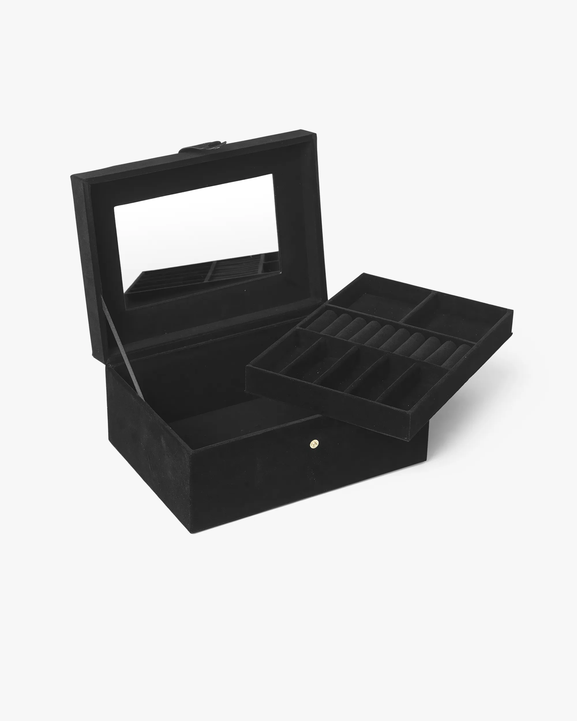 Large Quilted Velour Jewellery Box