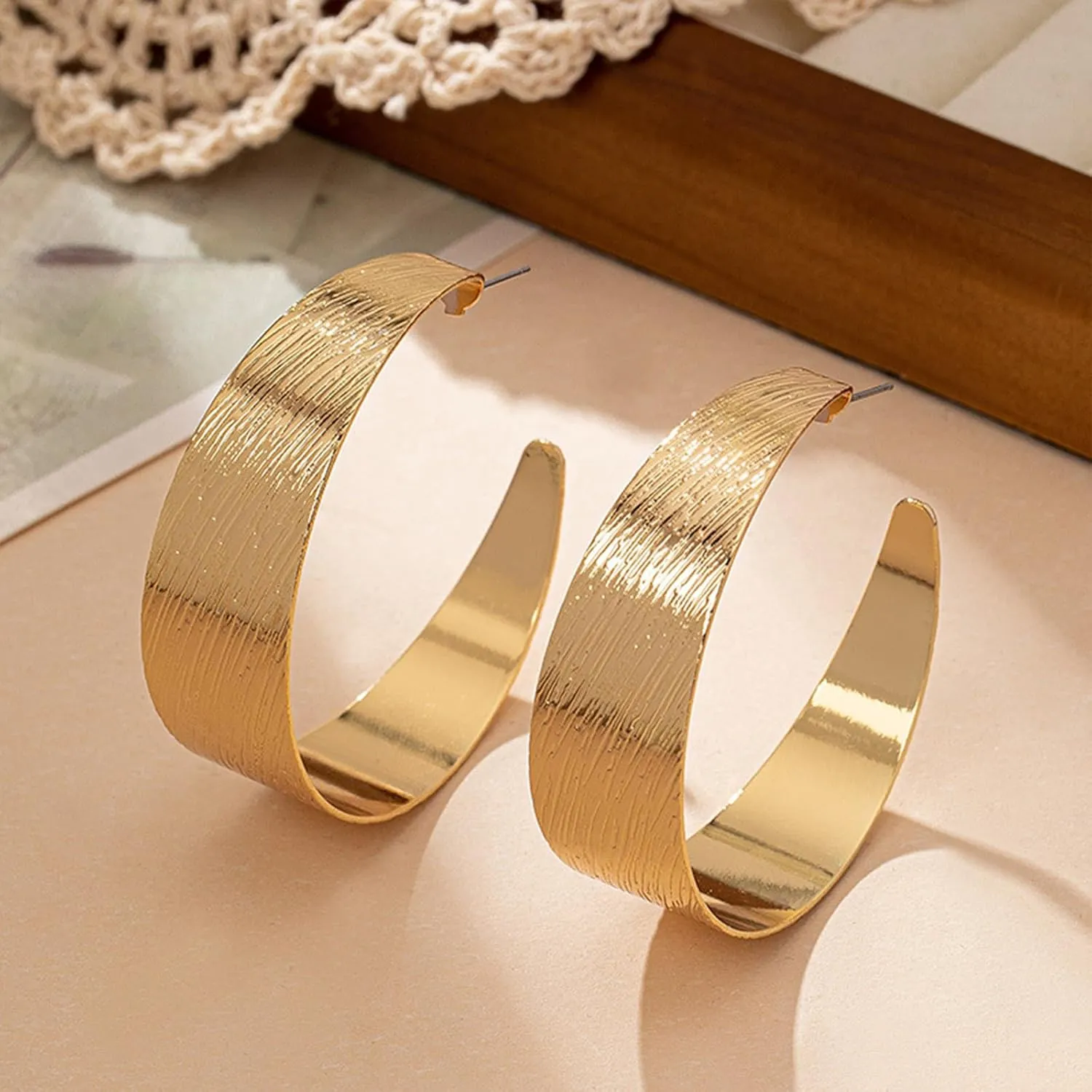Large Silver Hoop Earrings for Women Lightweight Chunky Gold Hoops Earrings 14k Gold Big Earrings for Women Thick Hoops Earrings Jewelry