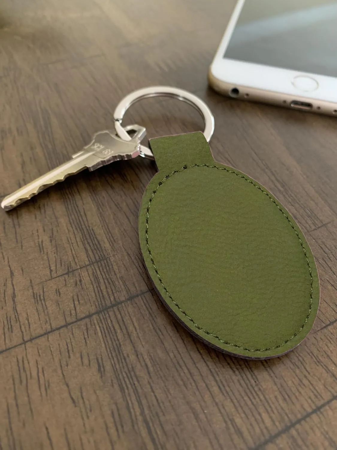 LaserGram Oval Keychain, Deer, Personalized Engraving Included