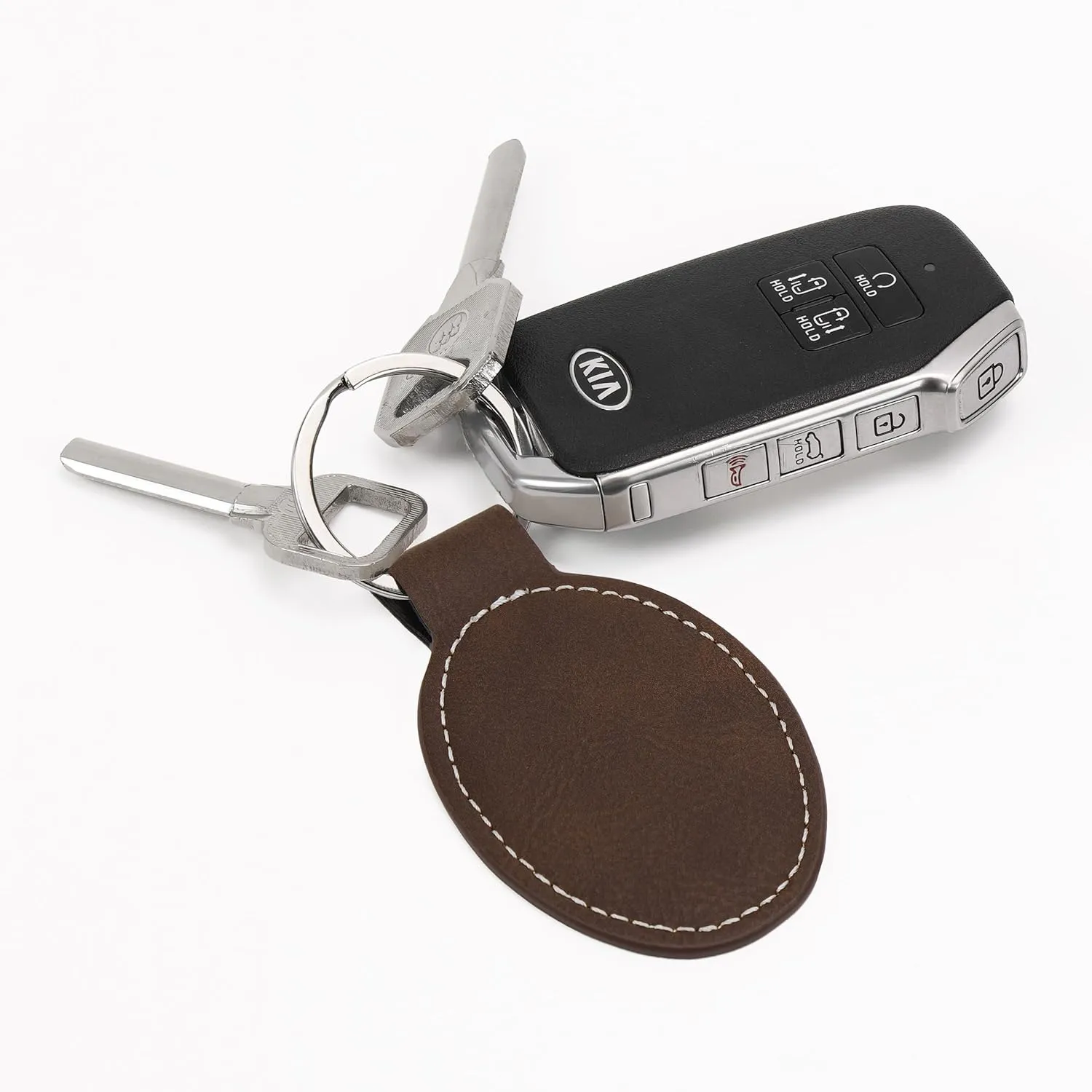 LaserGram Oval Keychain, Farm Tractor, Personalized Engraving Included