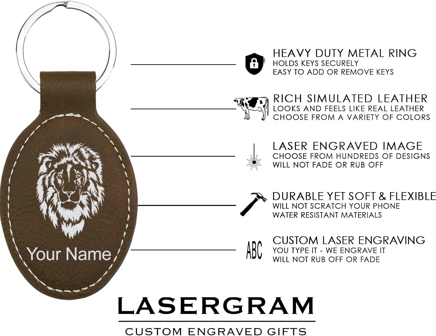 LaserGram Oval Keychain, Farm Tractor, Personalized Engraving Included