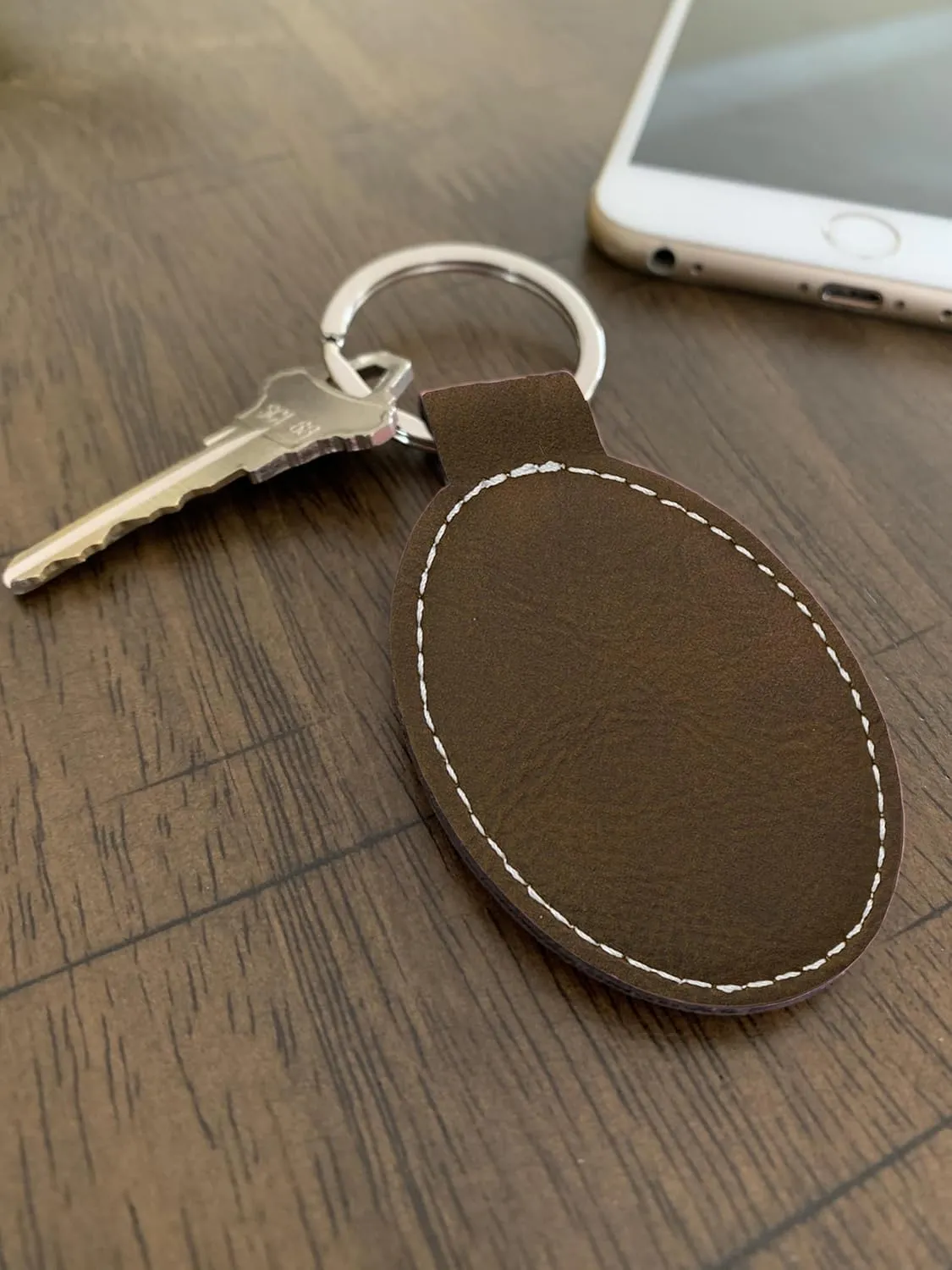 LaserGram Oval Keychain, Farm Tractor, Personalized Engraving Included