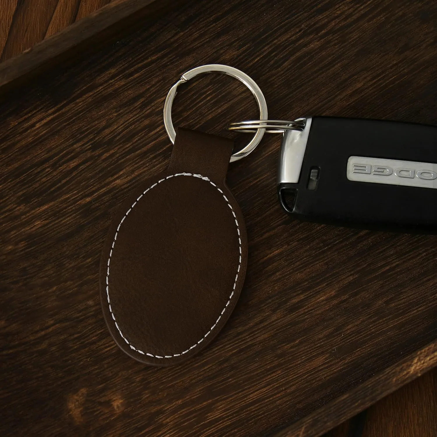 LaserGram Oval Keychain, Farm Tractor, Personalized Engraving Included