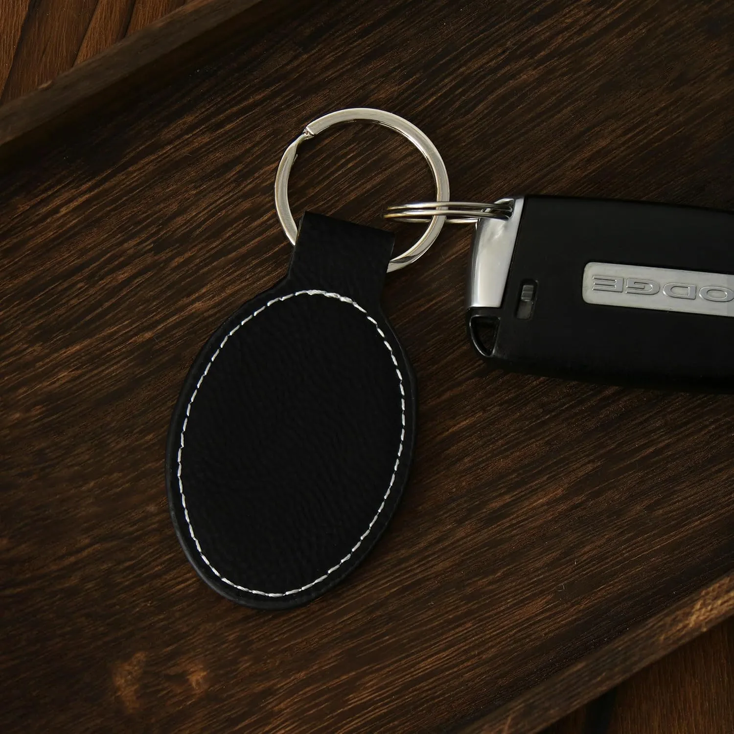 LaserGram Oval Keychain, Grad Cap Class of 2024, 2025, 2026, 2027, Personalized Engraving Included (Black with Silver)