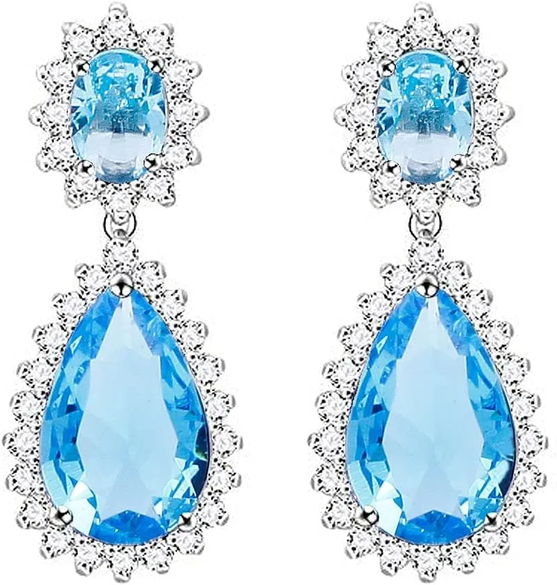 Lavencious Teardrop Dangle Necklace & Earring Sets for Women Trendy AAA Cubic Zirconia for Women