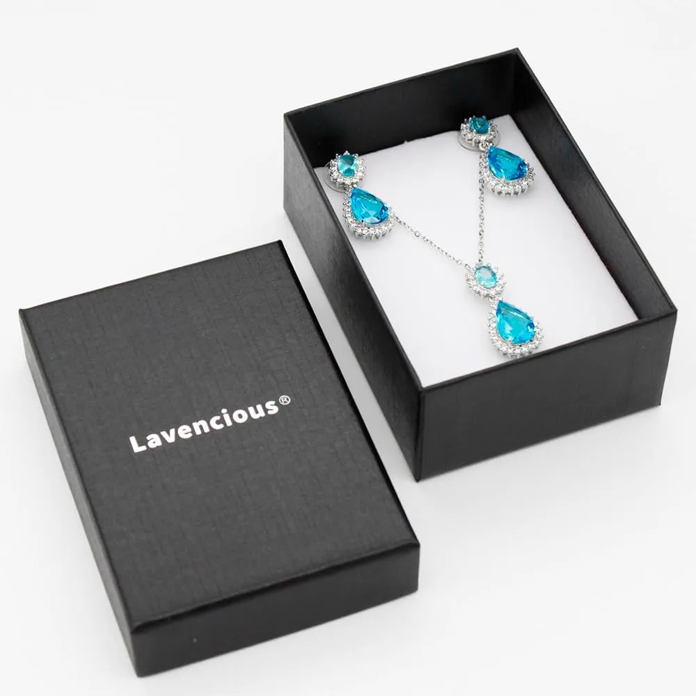 Lavencious Teardrop Dangle Necklace & Earring Sets for Women Trendy AAA Cubic Zirconia for Women