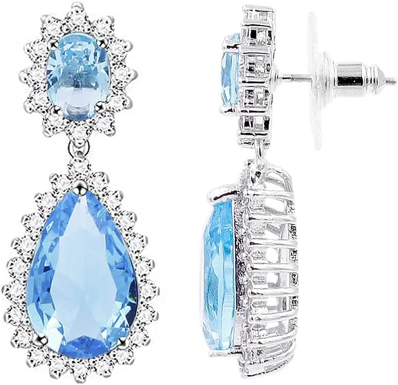 Lavencious Teardrop Dangle Necklace & Earring Sets for Women Trendy AAA Cubic Zirconia for Women