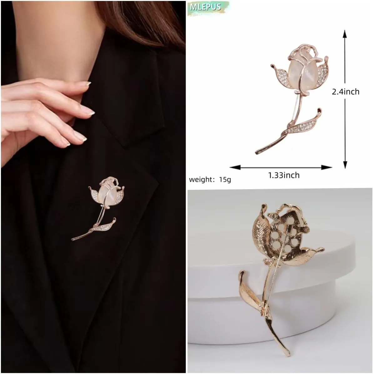 Lavender flower brooch crystal rhinestone tulip brooch elegant accessories jewelry women brooches and pins fashion jewelry wedding flowers lapel pin