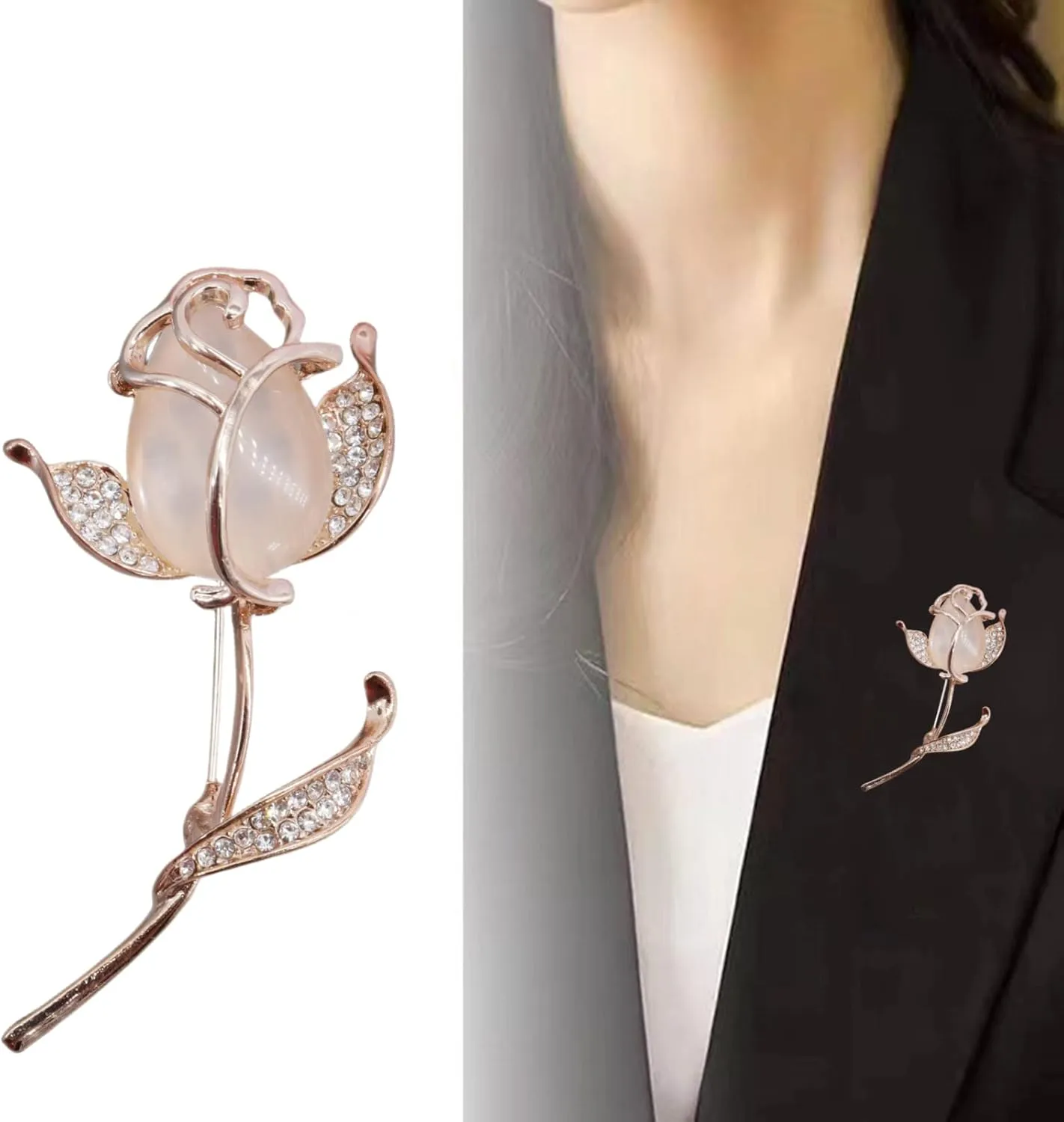 Lavender flower brooch crystal rhinestone tulip brooch elegant accessories jewelry women brooches and pins fashion jewelry wedding flowers lapel pin