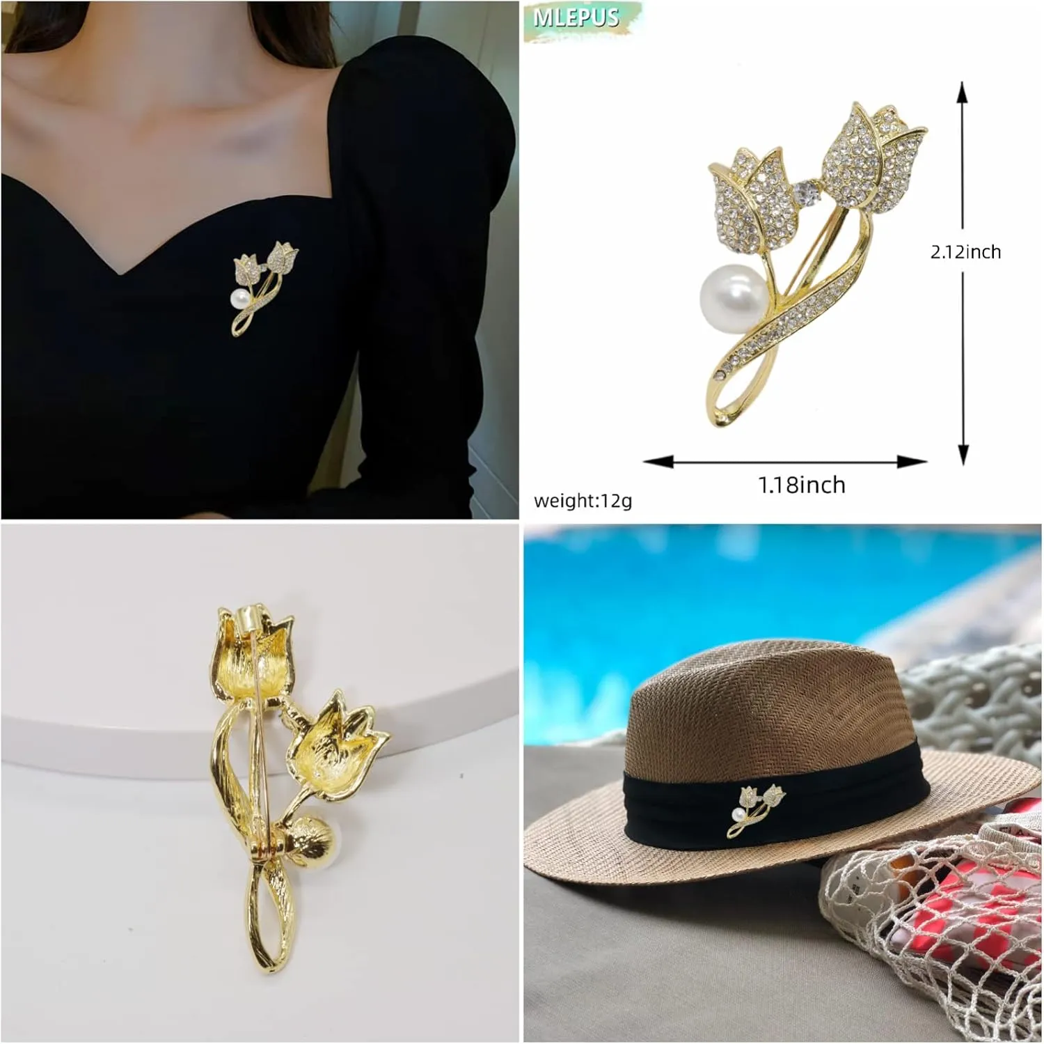 Lavender flower brooch crystal rhinestone tulip brooch elegant accessories jewelry women brooches and pins fashion jewelry wedding flowers lapel pin