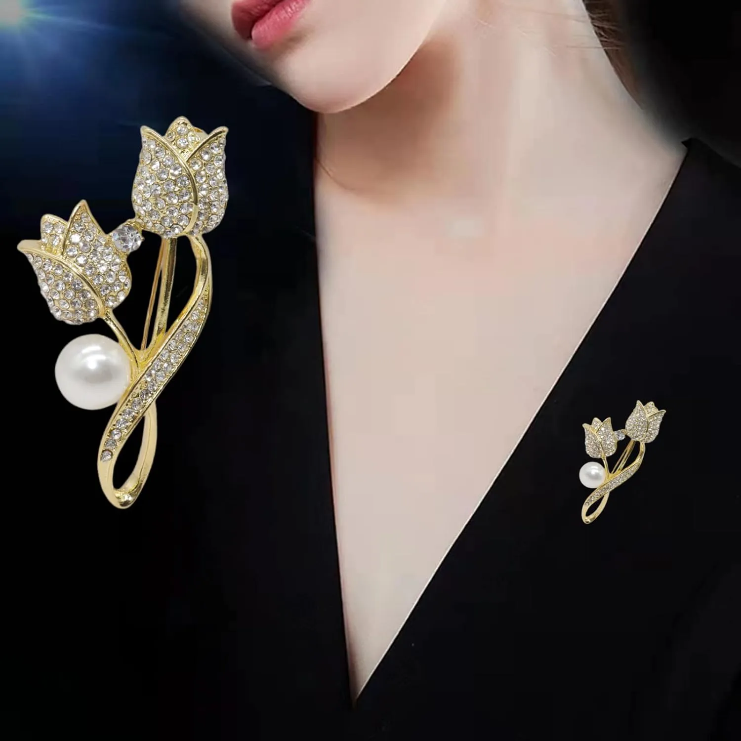 Lavender flower brooch crystal rhinestone tulip brooch elegant accessories jewelry women brooches and pins fashion jewelry wedding flowers lapel pin