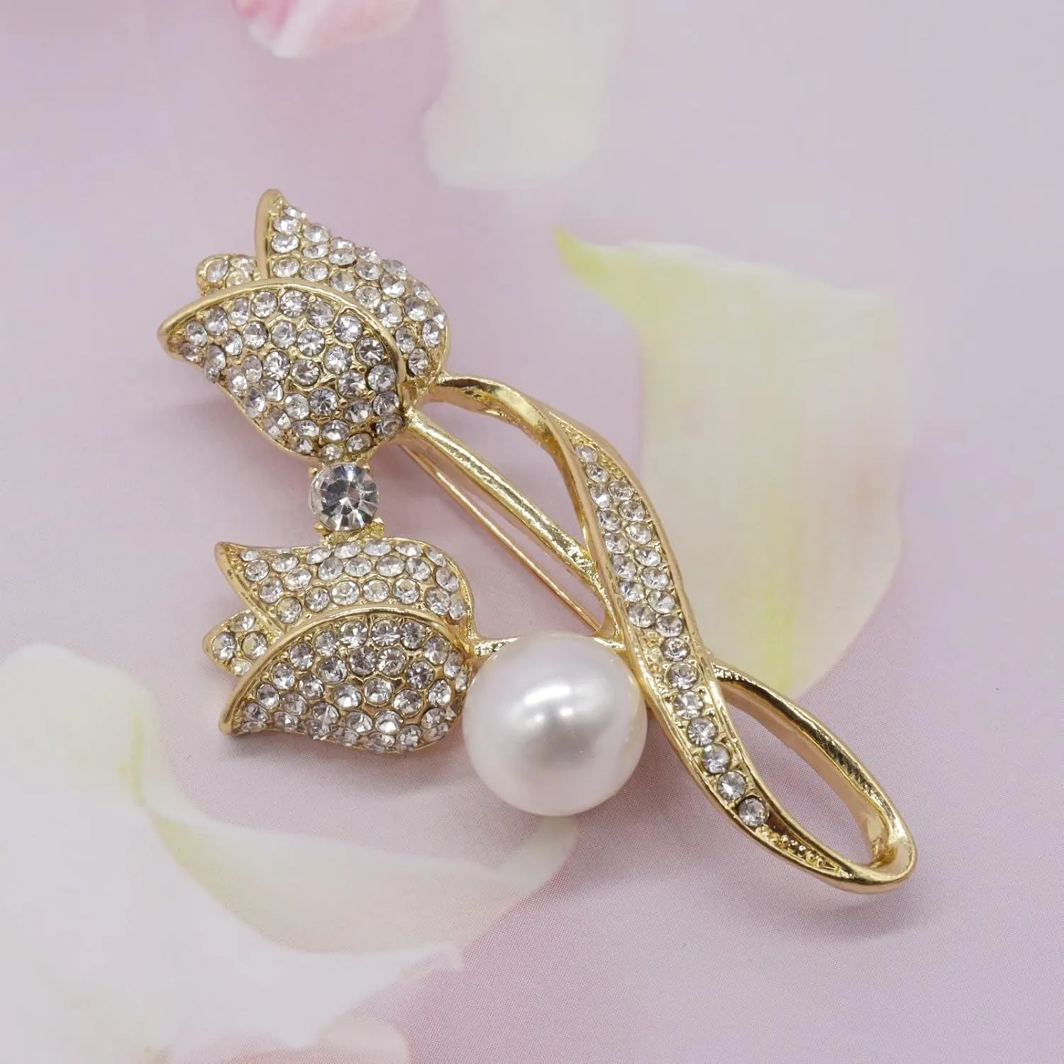 Lavender flower brooch crystal rhinestone tulip brooch elegant accessories jewelry women brooches and pins fashion jewelry wedding flowers lapel pin