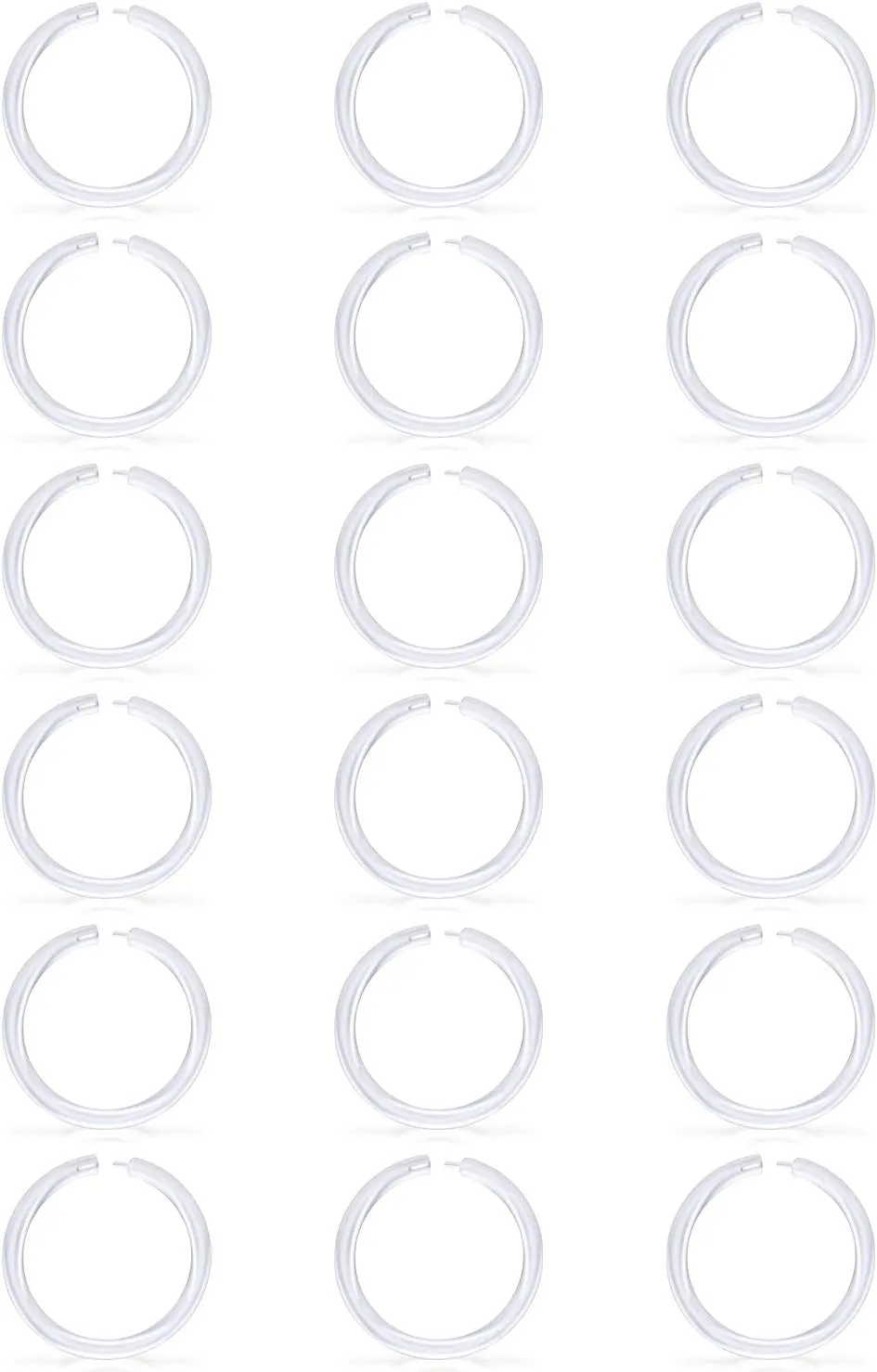 Lcolyoli 18PCS 14G Clear Segment Rings Piercing Retainer Clear Bioflex Plastic Tragus Clicker Helix Cartilage Earrings Hoop Monroe Lip Septum Jewelry for Women Men 6mm 8mm 10mm