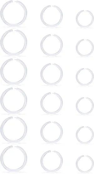 Lcolyoli 18PCS 14G Clear Segment Rings Piercing Retainer Clear Bioflex Plastic Tragus Clicker Helix Cartilage Earrings Hoop Monroe Lip Septum Jewelry for Women Men 6mm 8mm 10mm