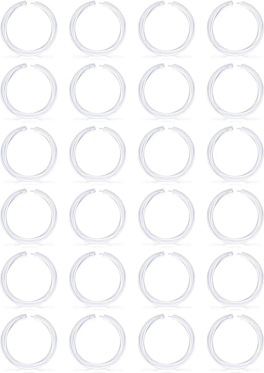 Lcolyoli 24PCS 16G Clear Septum Nose Hoop Rings Retainer Segment Ring Flexible Bioflex Tragus Helix Daith Rook Cartilage Earrings Clicker Hoop Piercing Jewelry for Women Men Dia. 6-12mm
