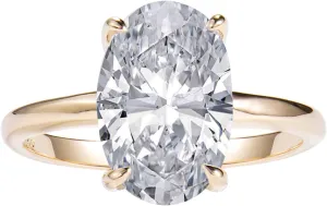 LEMON GRASS 3.5ct Oval Solitaire Engagement Ring Thin Band in Sterling Silver 925 Size 4-9