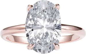 LEMON GRASS 3.5ct Oval Solitaire Engagement Ring Thin Band in Sterling Silver 925 Size 4-9