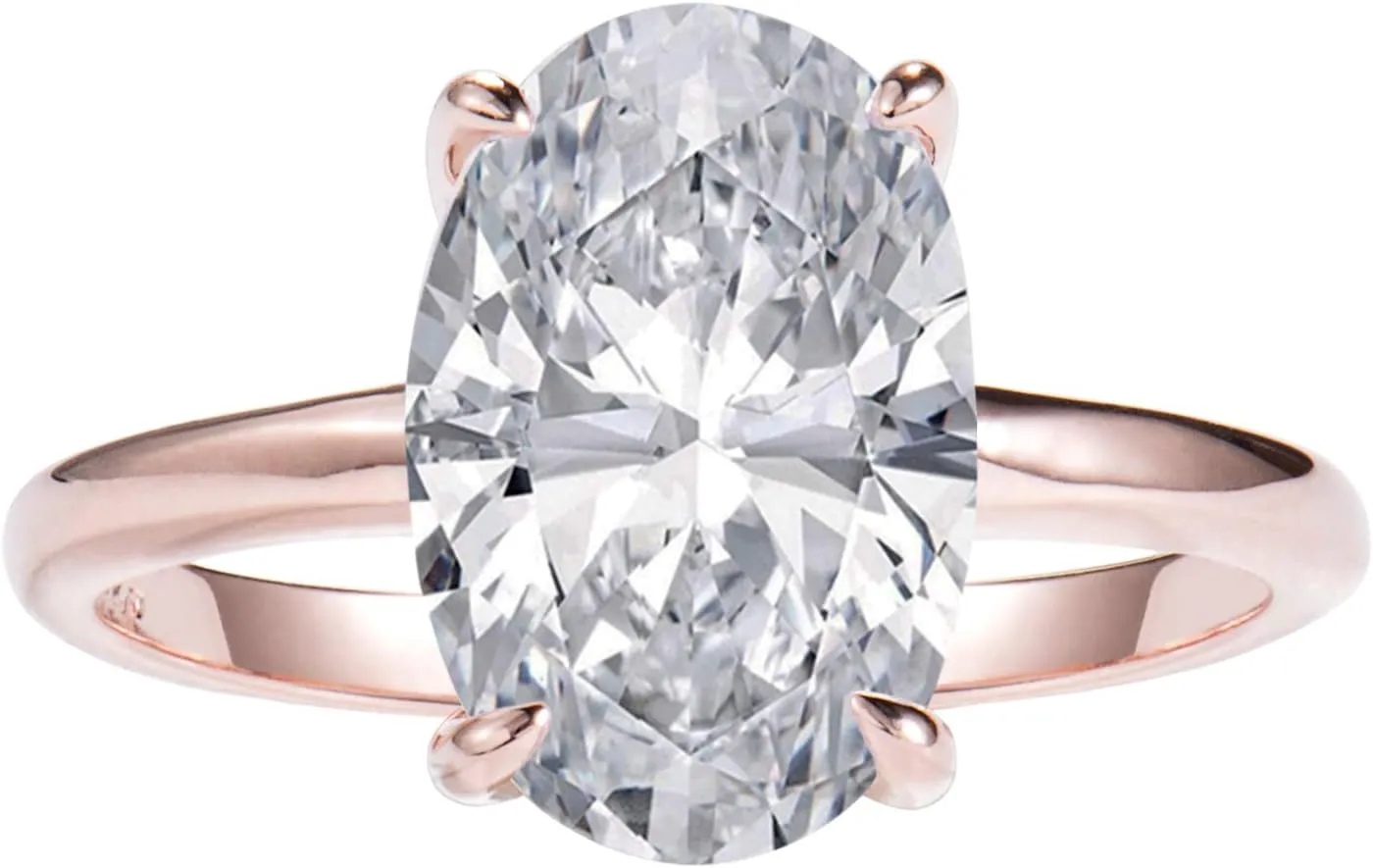 LEMON GRASS 3.5ct Oval Solitaire Engagement Ring Thin Band in Sterling Silver 925 Size 4-9
