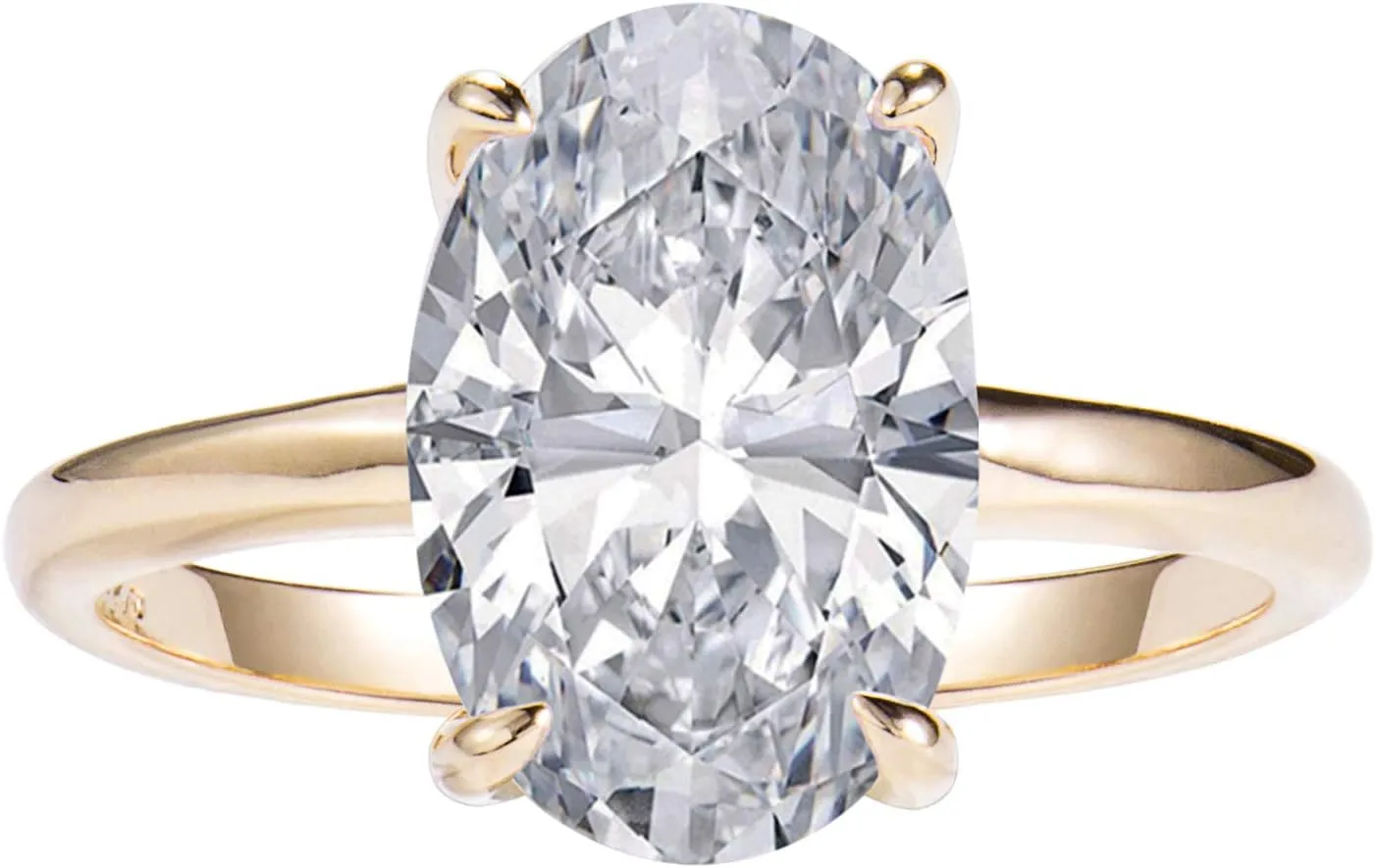 LEMON GRASS 3.5ct Oval Solitaire Engagement Ring Thin Band in Sterling Silver 925 Size 4-9