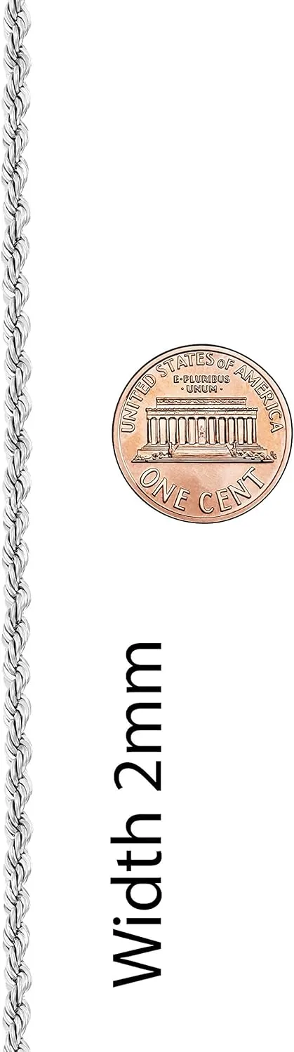 LIFETIME JEWELRY 2mm Gold Rope Chain for Men & Women 24k Real Gold Plated Diamond Cut Gold Necklace for Women & Necklace for Men 14 to 36 Inch | Gold | White Gold
